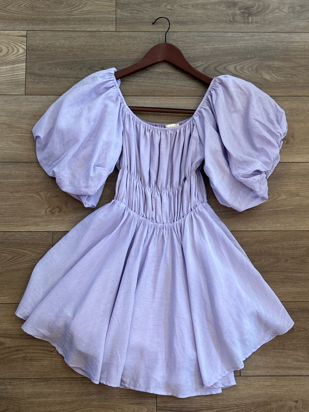 Altar’d State Lavender Off Shoulder Puff Sleeve Smocked Mini Dress S